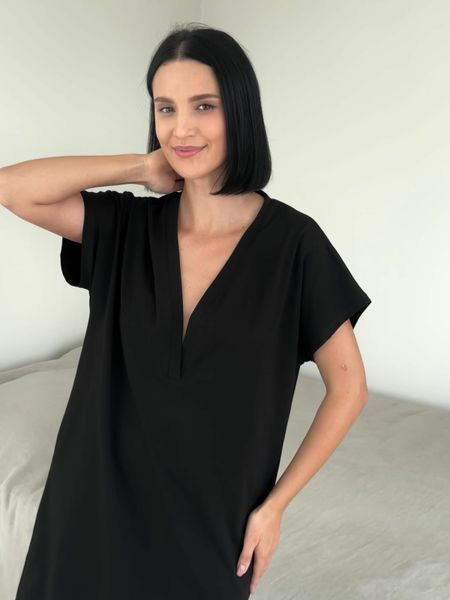 Сорочка вільного крою для вагітних у пологовий, Чорна L\XL 9002-5 фото