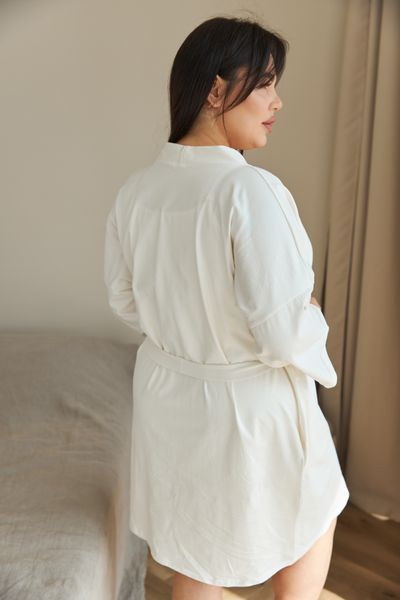 Бавовняний Халат кімоно, Молочний 2XL\3XL 9031-2 фото