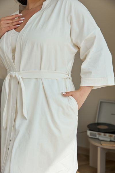 Бавовняний Халат кімоно, Молочний 2XL\3XL 9031-2 фото